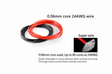 Silicon Wire Set (24AWG, 0.06C, 1M, Red+Black)